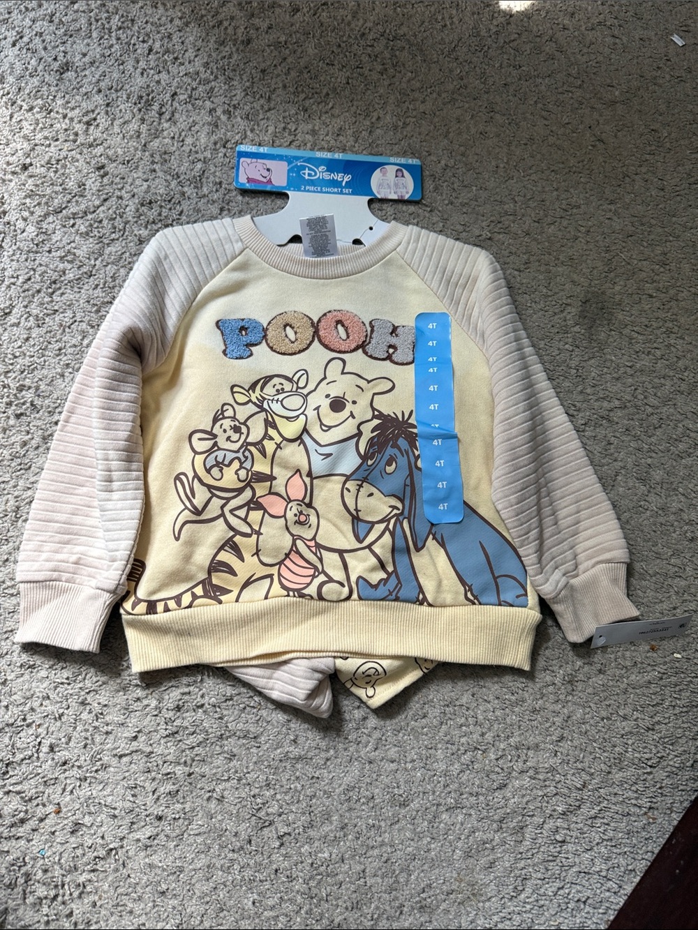 Disney Winnie the Pooh Sweatshirt Set- Cream, Blue & Beige 4T